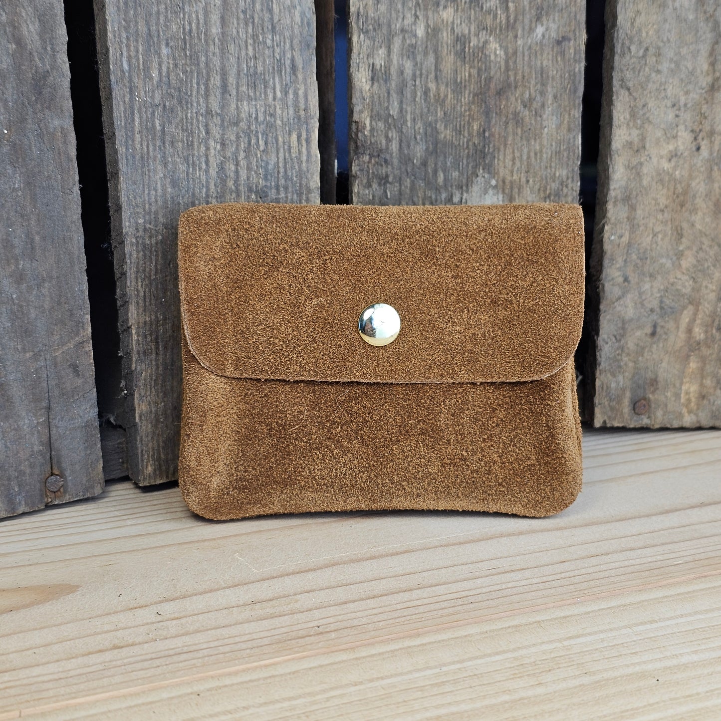 Porte monnaie en daim camel