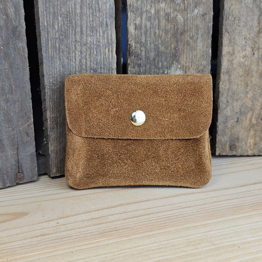 Porte monnaie en daim camel