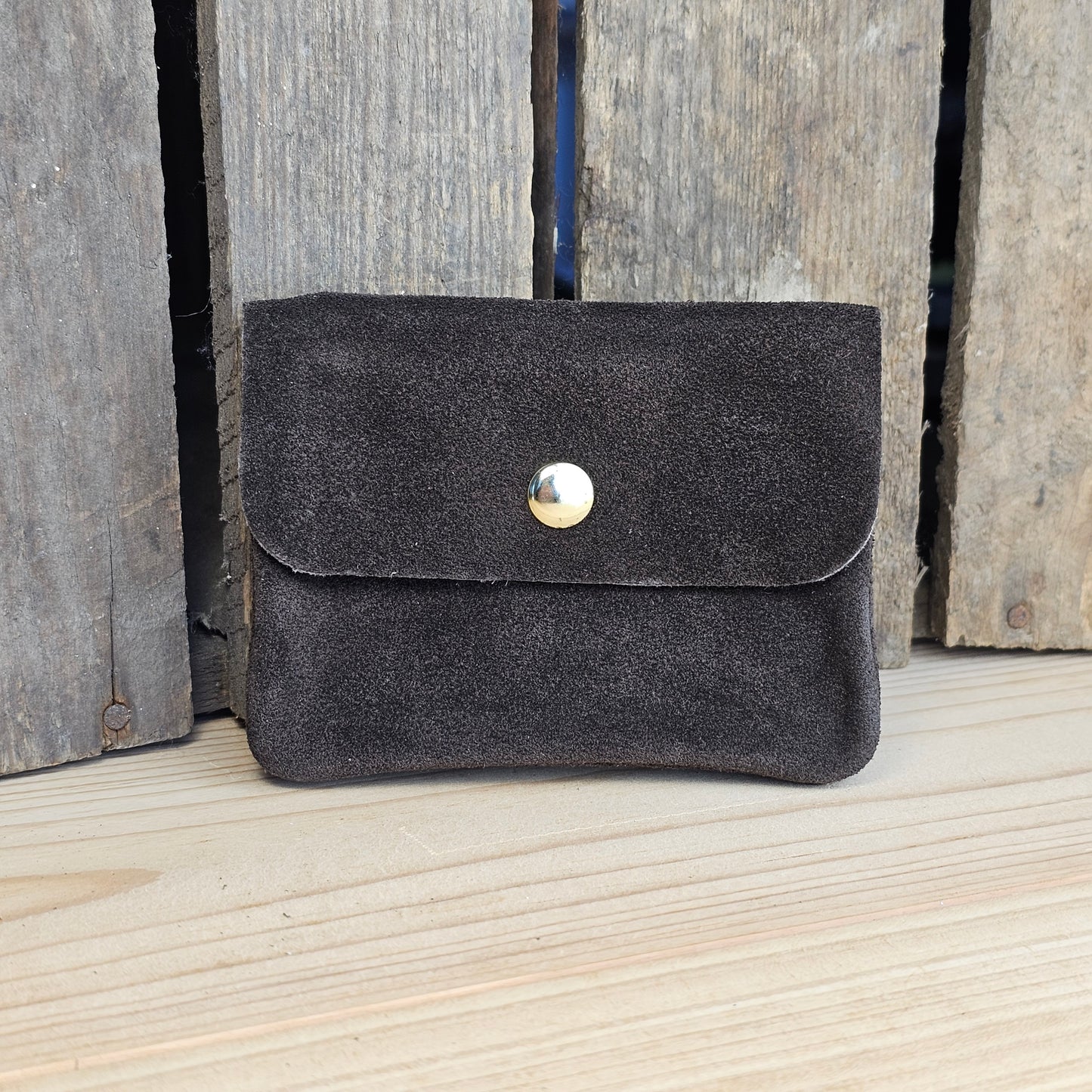 Porte monnaie en daim marron