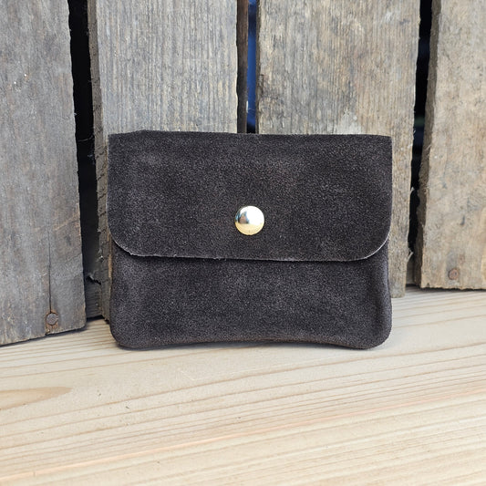 Porte monnaie en daim marron