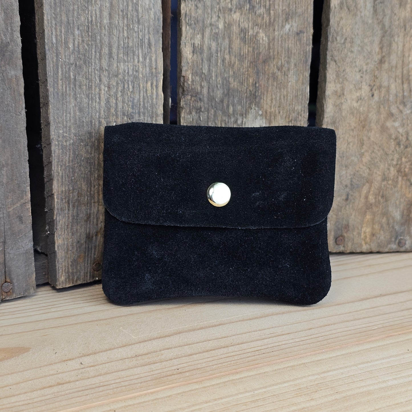 Porte monnaie en daim noir