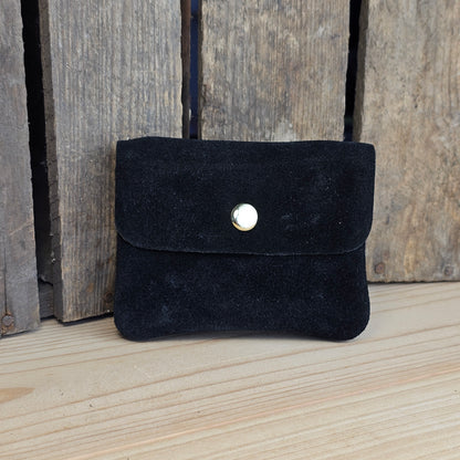 Porte monnaie en daim noir