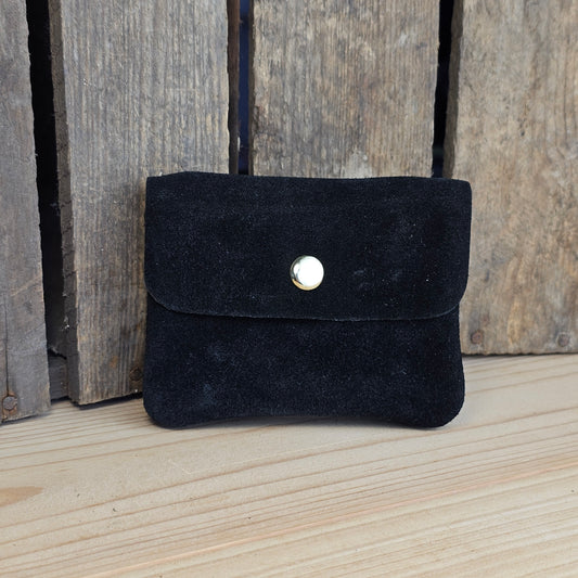 Porte monnaie en daim noir