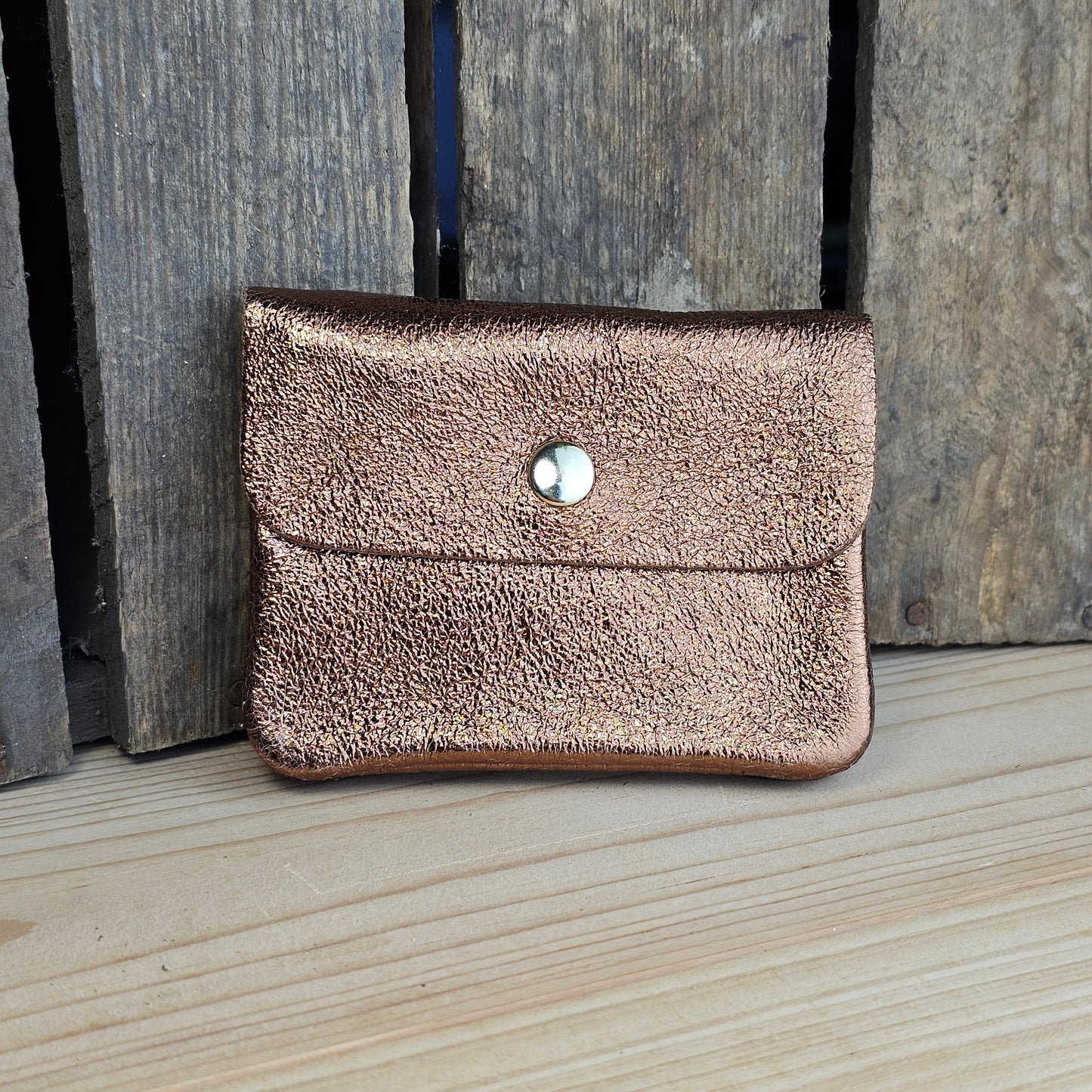 Porte monnaie en cuir marron glacé