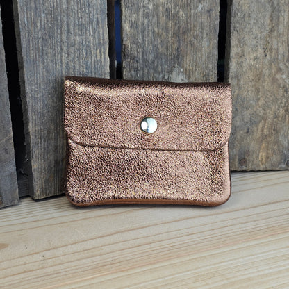 Porte monnaie en cuir marron glacé