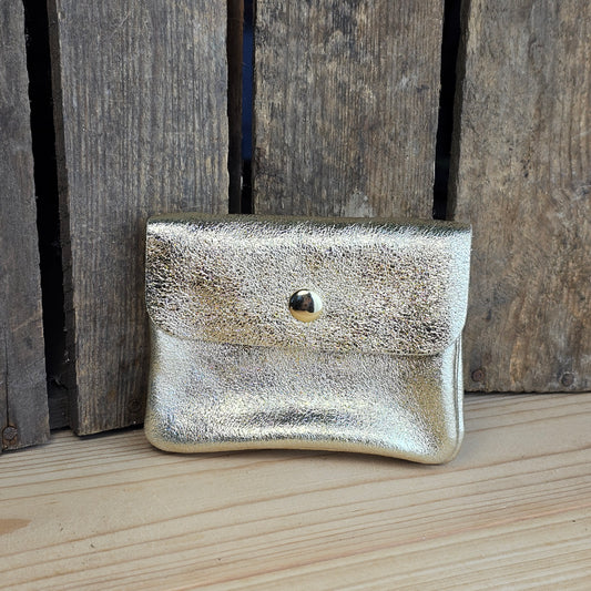 Porte monnaie en cuir doré