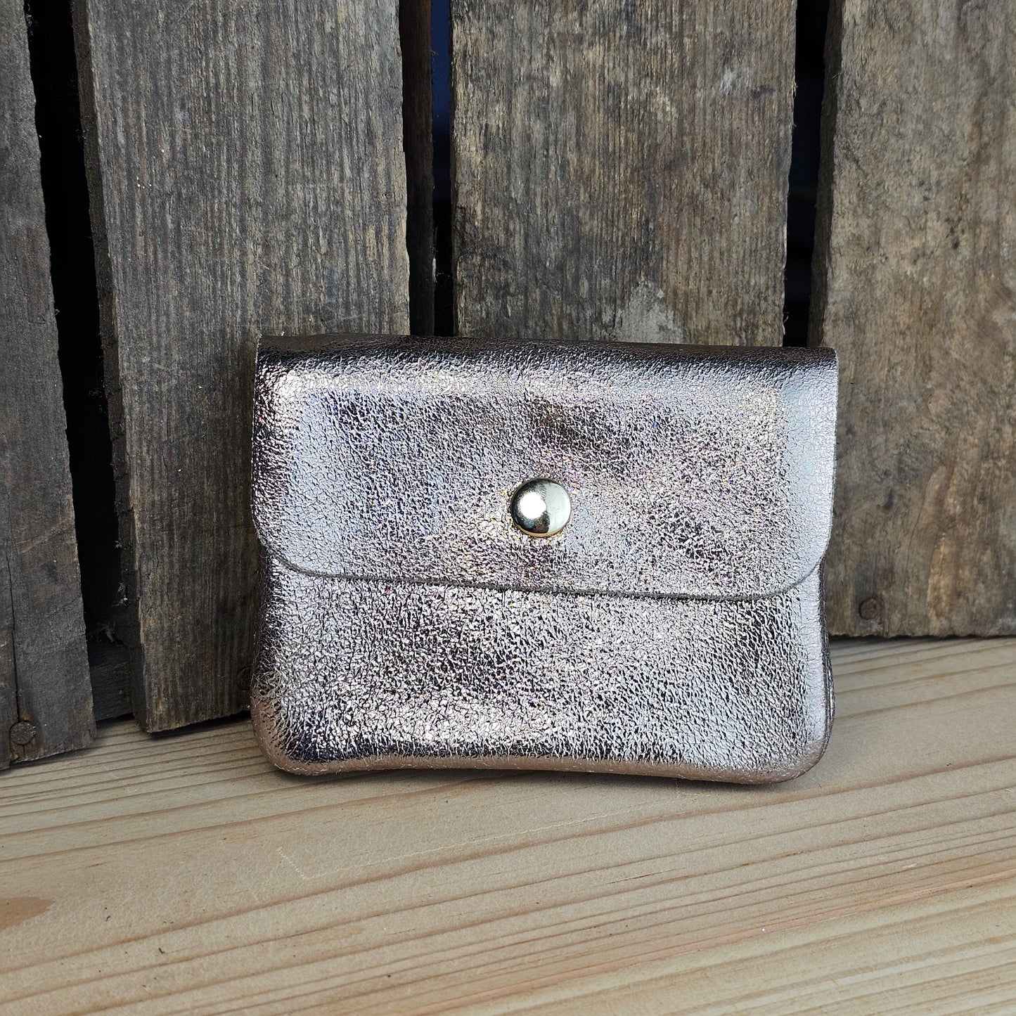 Porte monnaie en cuir bronze