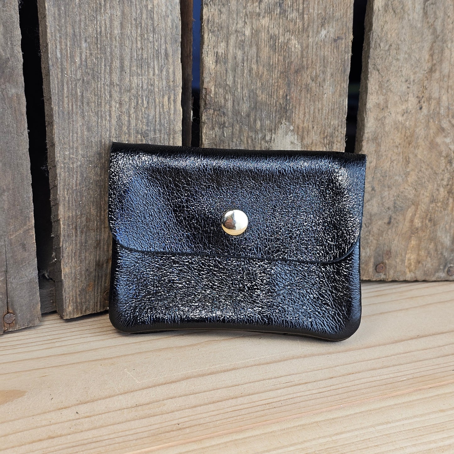 Porte monnaie en cuir noir