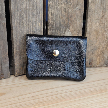 Porte monnaie en cuir noir