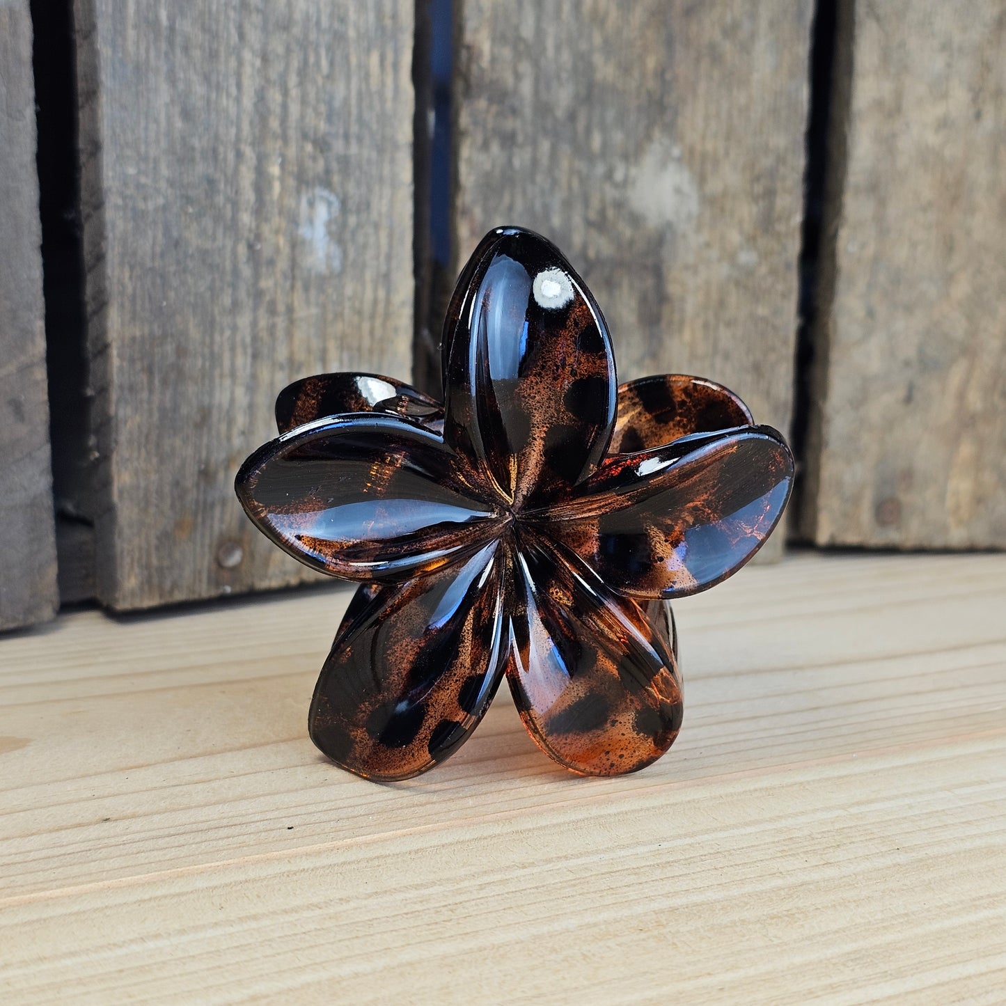 Pince cheveux fleur léopard marron