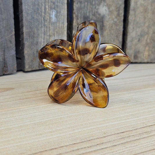 Pince cheveux fleur léopard camel