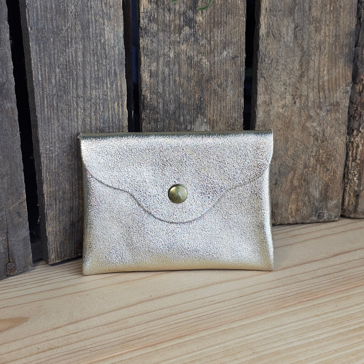 Petit porte monnaie en cuir doré