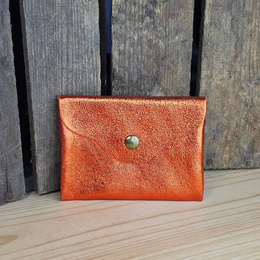 Petit porte monnaie en cuir orange