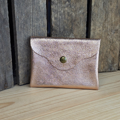 Petit porte monnaie en cuir rose gold