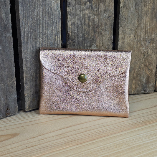 Petit porte monnaie en cuir rose gold