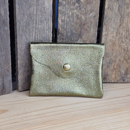 Petit porte monnaie en cuir kaki