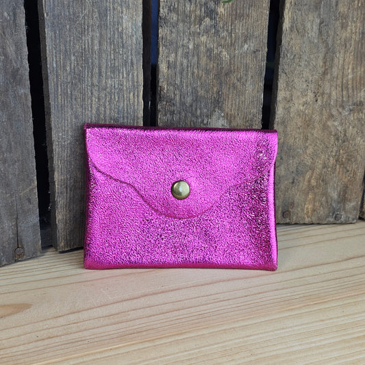 Petit porte monnaie en cuir fuchsia