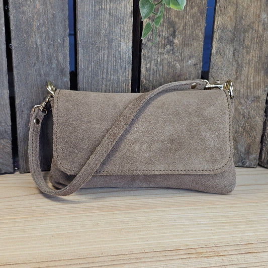 Petit sac en daim taupe