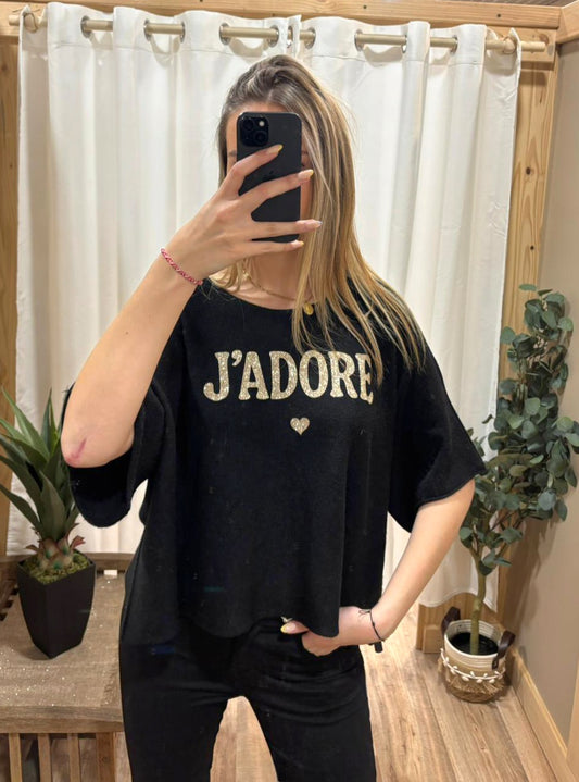 Pull "J'adore" noir