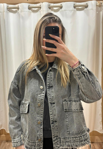 Veste oversize gris délavé