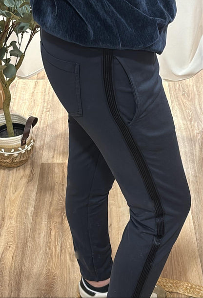 Pantalon bande latérale bleu marine