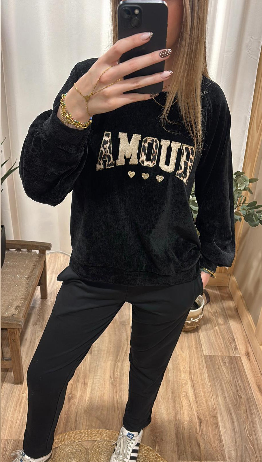 Pantalon bande latérale noir