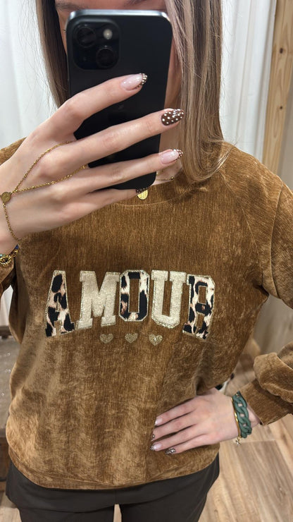 Sweat Amour effet velours camel