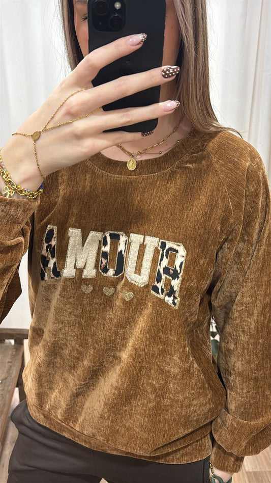Sweat Amour effet velours camel