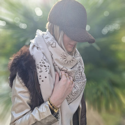 Echarpe style bandanas beige