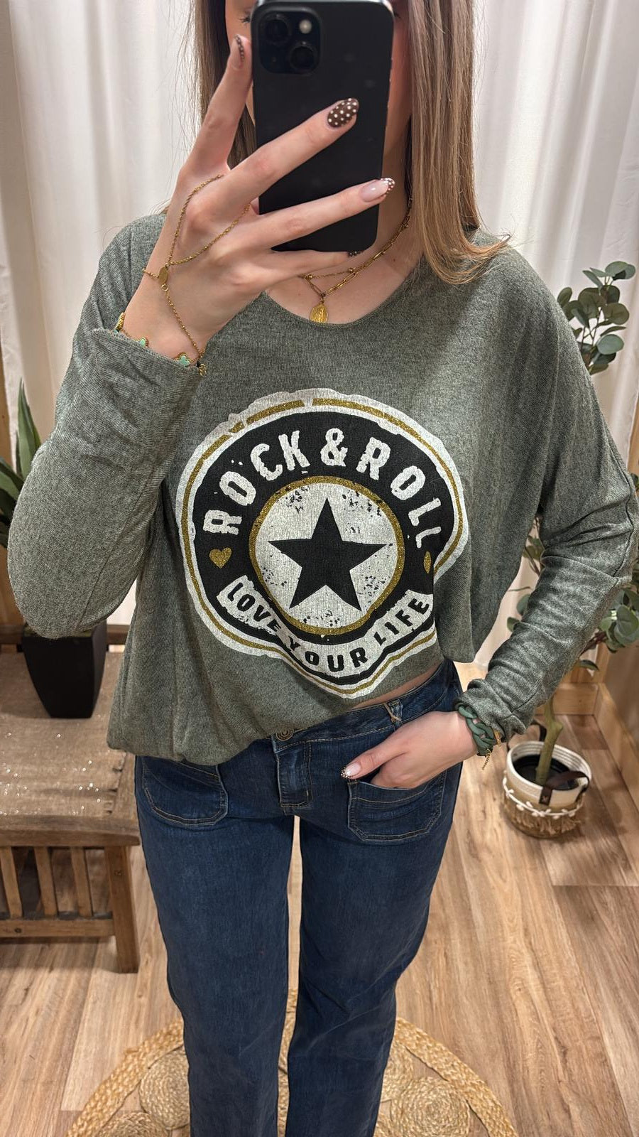 Pull fin "Rock&Roll" kaki