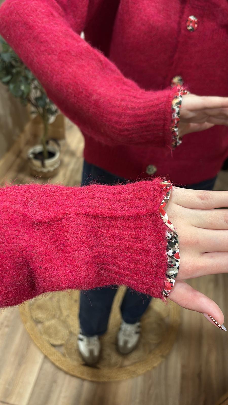 Cardigan effet liberty - fuchsia