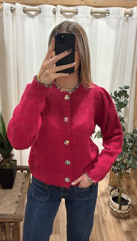 Cardigan effet liberty - fuchsia