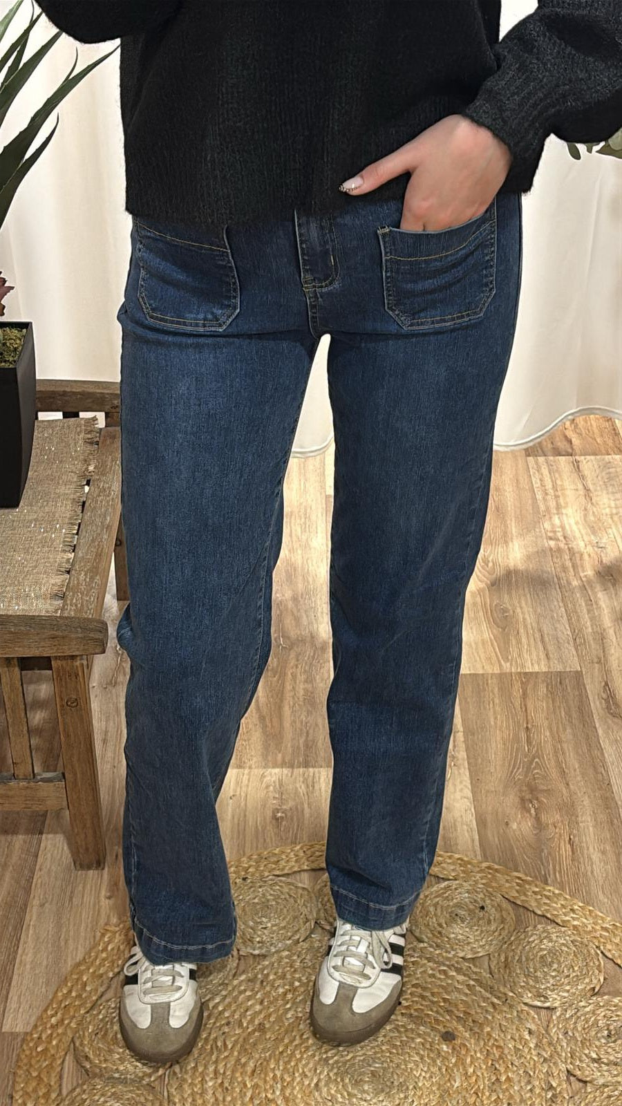 Jean coupe droite poches plaquées