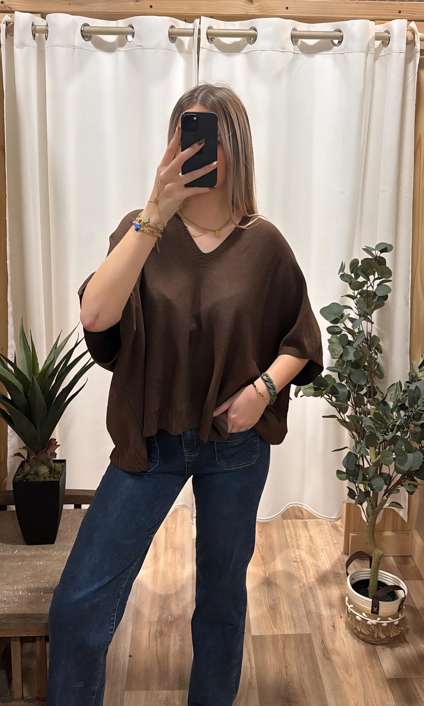 Pull oversize uni marron