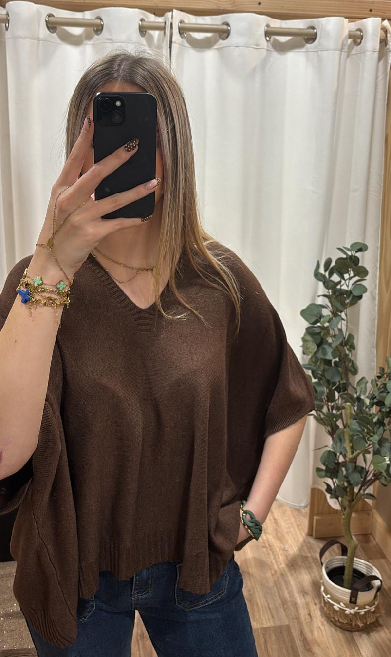 Pull oversize uni marron