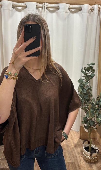 Pull oversize uni marron