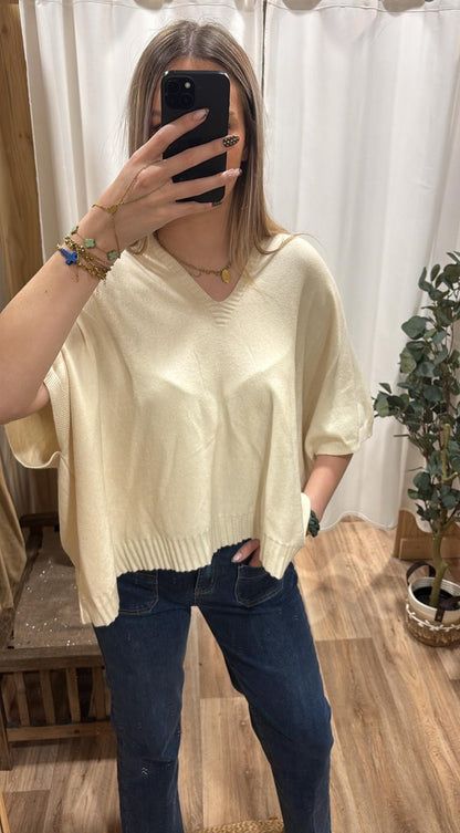 Pull oversize uni écru