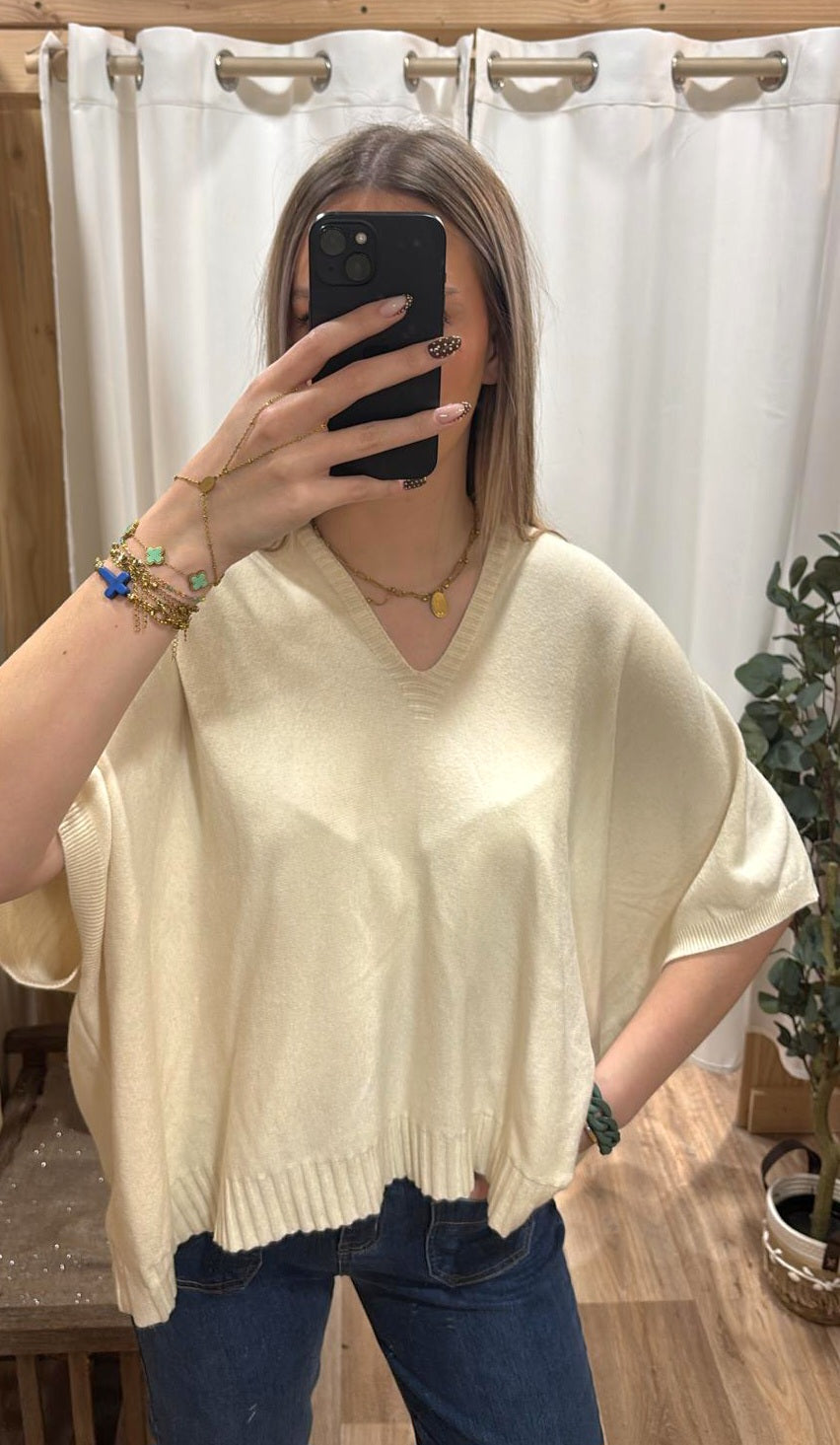 Pull oversize uni écru