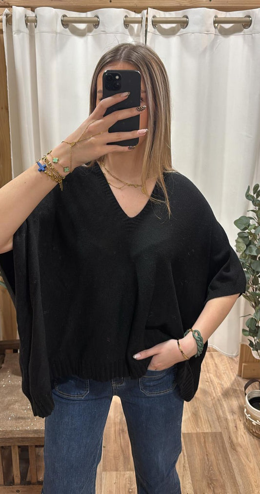 Pull oversize uni noir