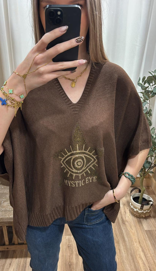 Pull oversize oeil marron
