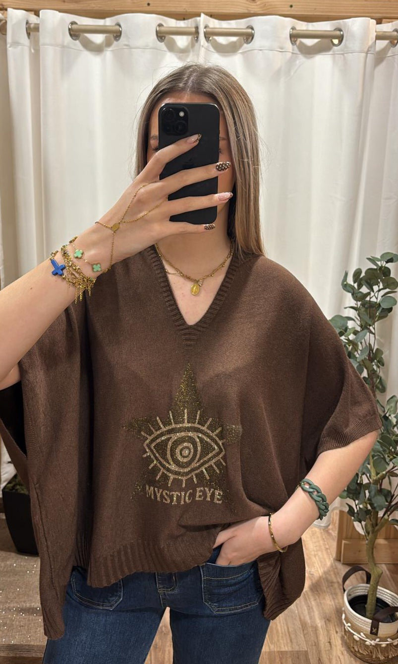 Pull oversize oeil marron
