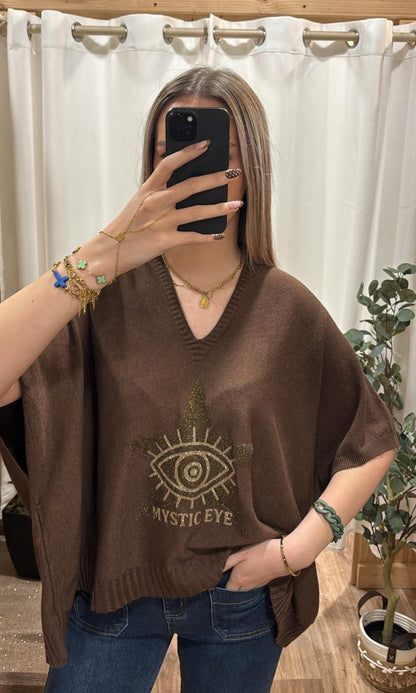 Pull oversize oeil marron
