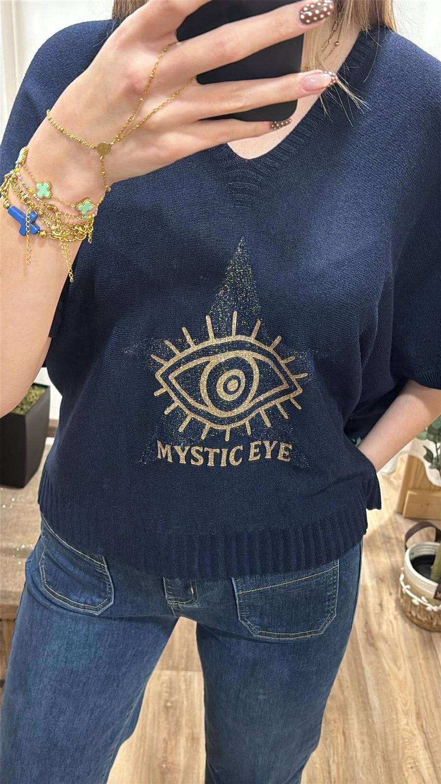 Pull oversize oeil marine