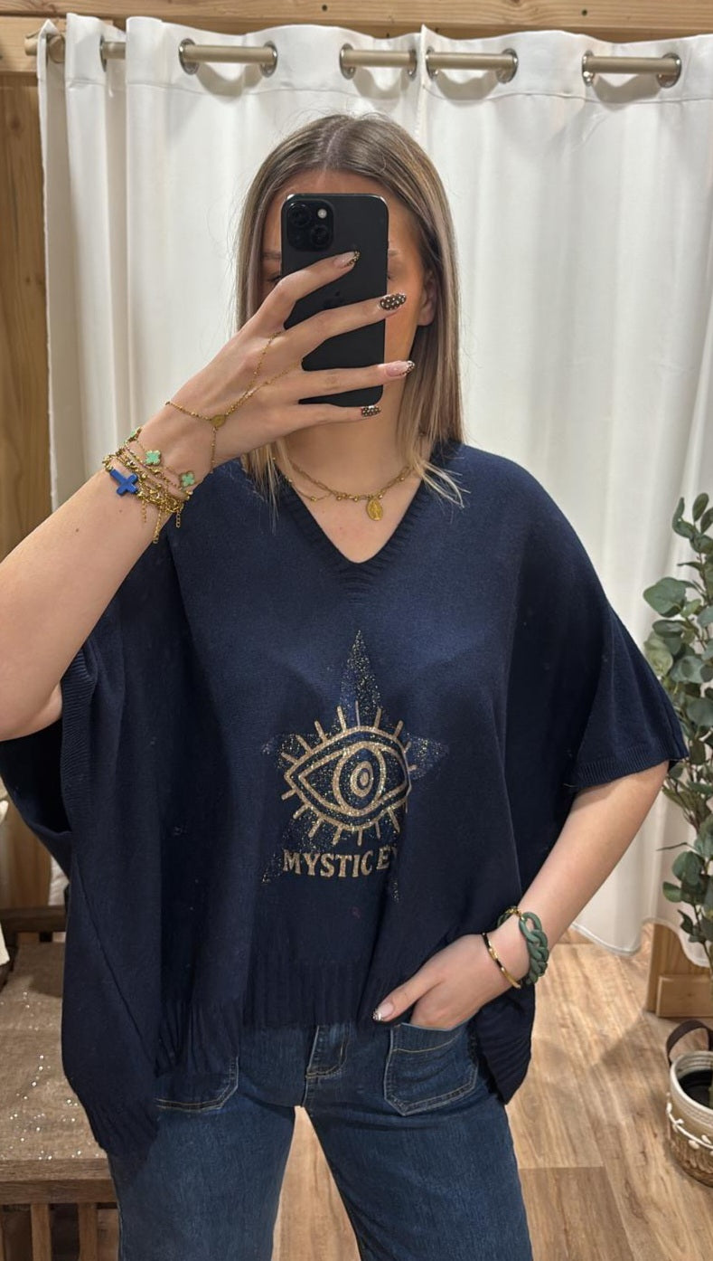 Pull oversize oeil marine