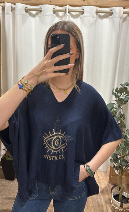 Pull oversize oeil marine