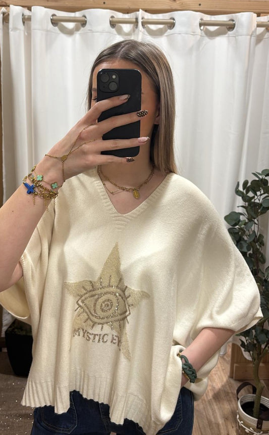 Pull oversize oeil écru
