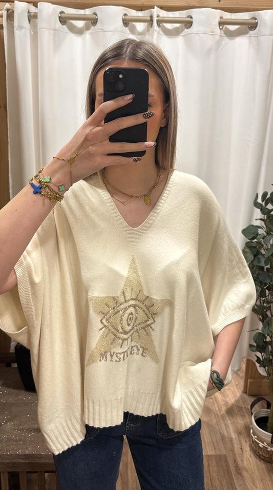 Pull oversize oeil écru