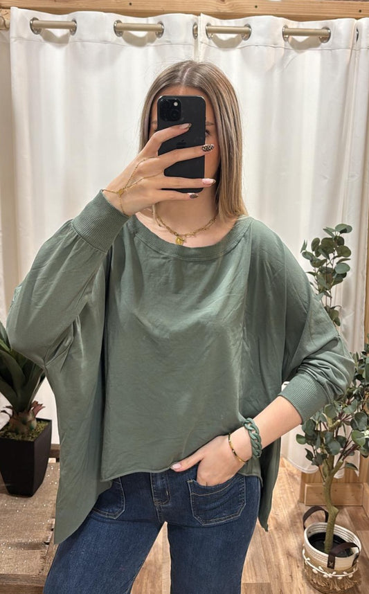 Tee-shirt oversize asymétrique kaki