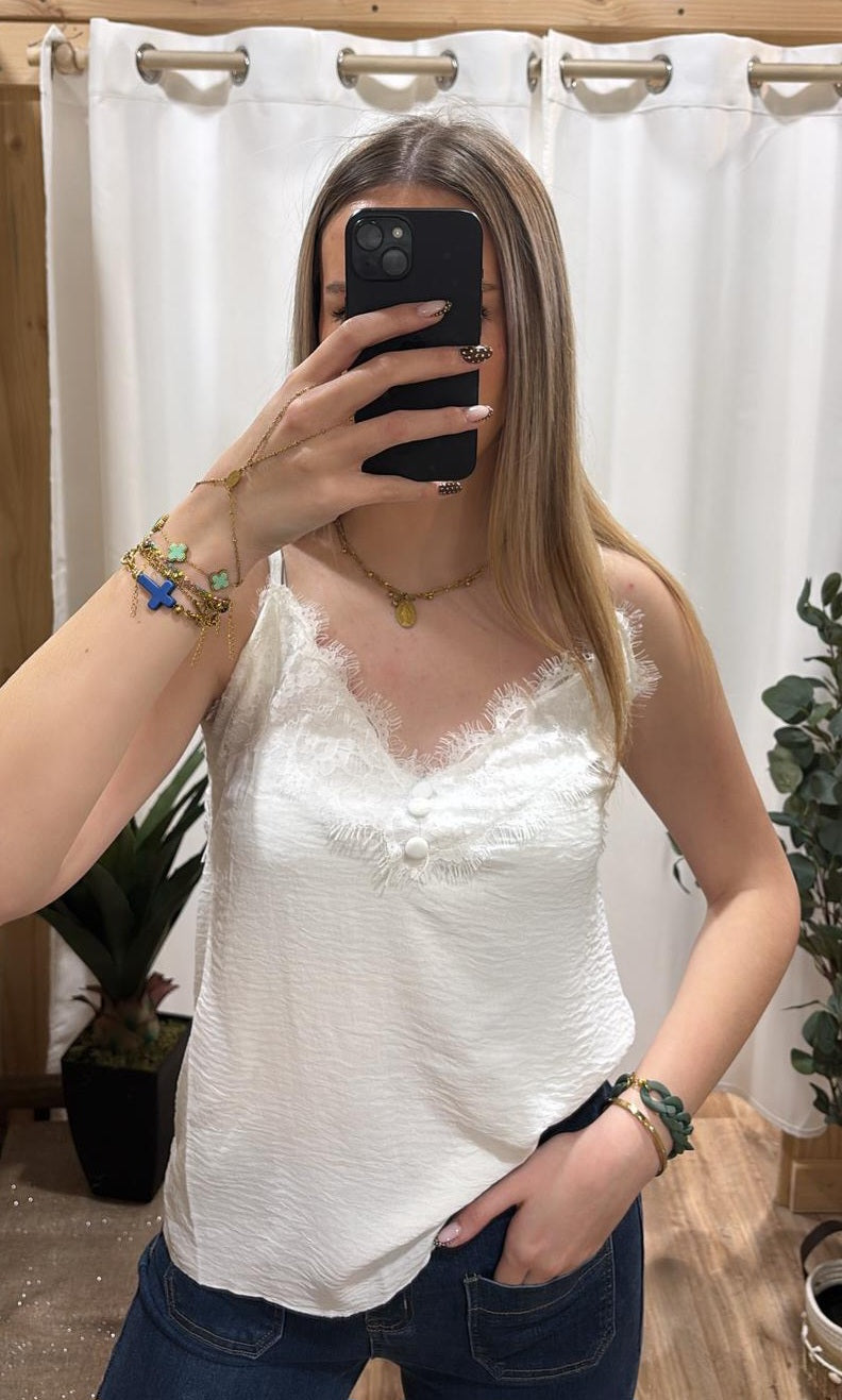 Débardeur dentelle blanc