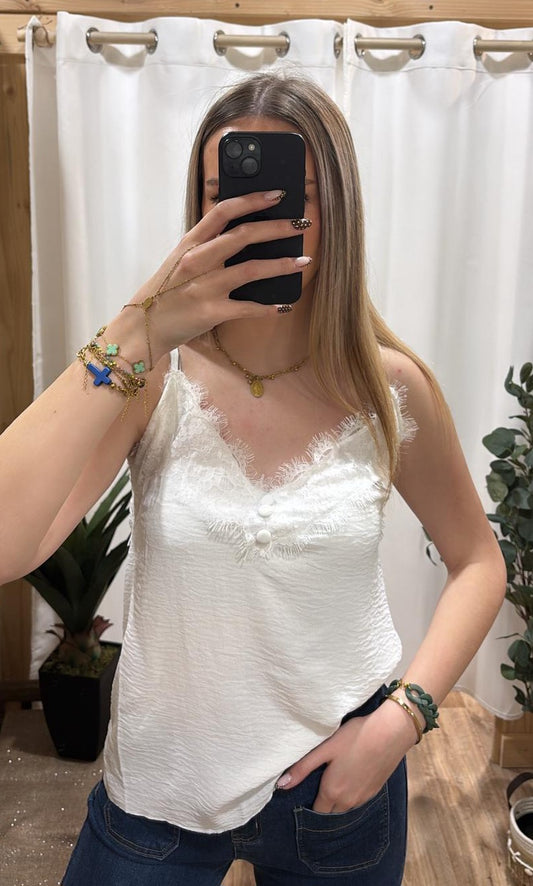Débardeur dentelle blanc